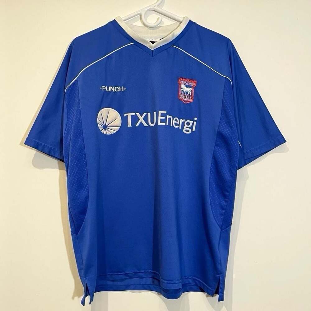 Punch Ipswich Town 2001-2002 Home Football Shirt Jersey TXU Energi Size Large